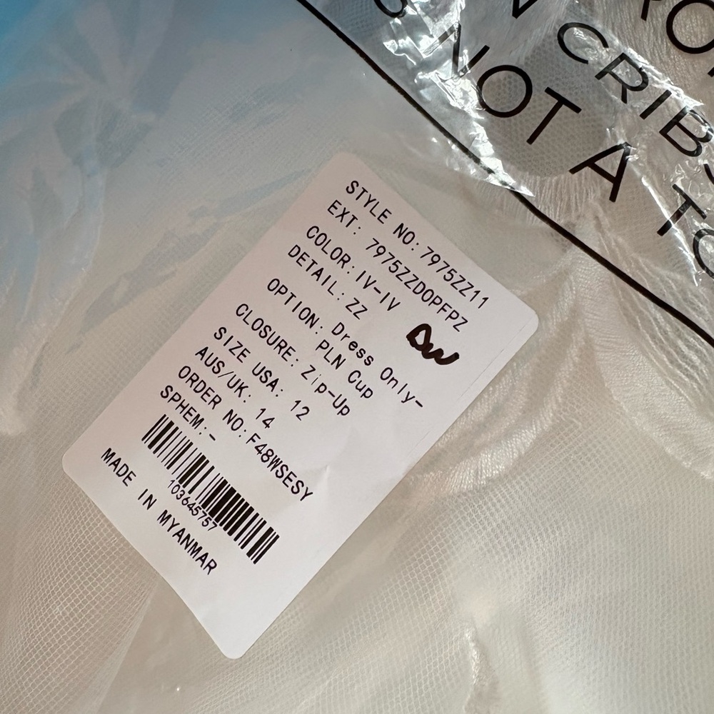 Stella York new with tags, never worn. Size 12. Chic Strapless Ivory Gown - Picture 11 of 12